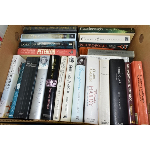 516 - SIX BOXES OF BOOKS containing over 120 miscellaneous titles in hardback and paperback formats, mostl... 