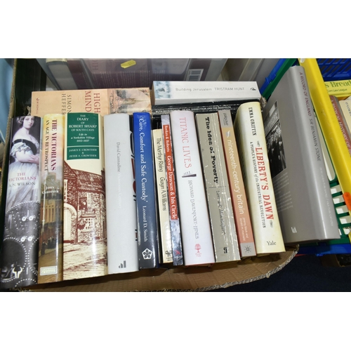 516 - SIX BOXES OF BOOKS containing over 120 miscellaneous titles in hardback and paperback formats, mostl... 