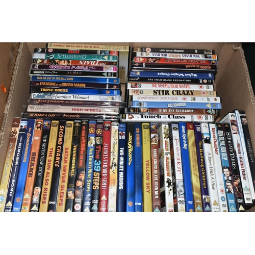 518 - SIX BOXES OF DVDS containing over 310 miscellaneous Film and TV titles including box sets