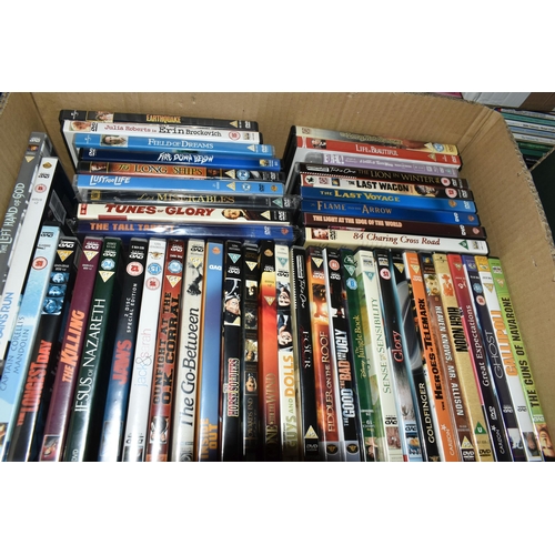 518 - SIX BOXES OF DVDS containing over 310 miscellaneous Film and TV titles including box sets