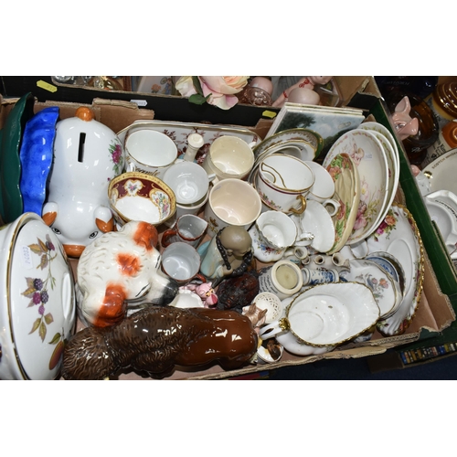 519 - THREE BOXES OF CERAMICS, GLASS WARES AND SUNDRY ITEMS, to include advertising ashtrays and decanters... 