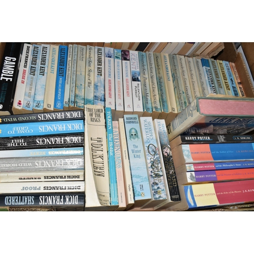 521 - FIVE BOXES OF BOOKS containing over 200 miscellaneous titles in paperback format, subjects include m... 