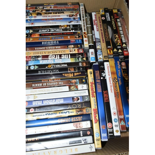 525 - FIVE BOXES OF DVDS, to include classic films, modern feature films, and tv box sets, box sets includ... 