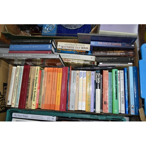 527 - SIX BOXES OF BOOKS containing over 150 miscellaneous titles in hardback and paperback formats, mostl... 