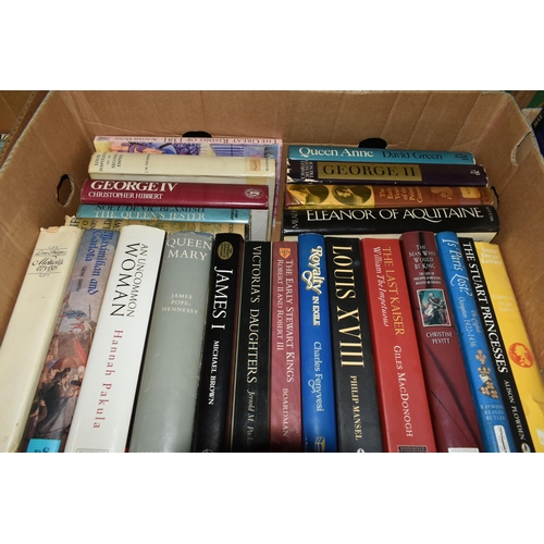 528 - SIX BOXES OF BOOKS containing over 150 miscellaneous titles in hardback and paperback formats, mostl... 