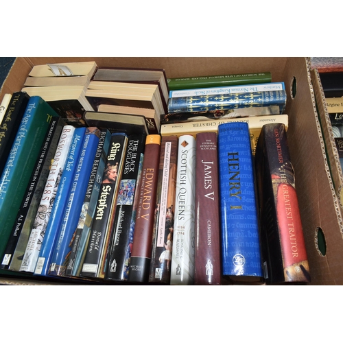 528 - SIX BOXES OF BOOKS containing over 150 miscellaneous titles in hardback and paperback formats, mostl... 