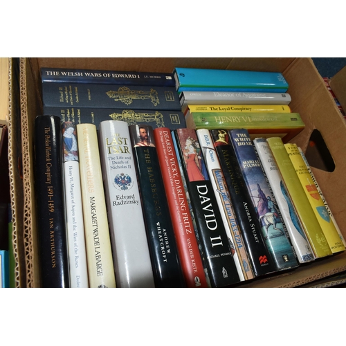 528 - SIX BOXES OF BOOKS containing over 150 miscellaneous titles in hardback and paperback formats, mostl... 