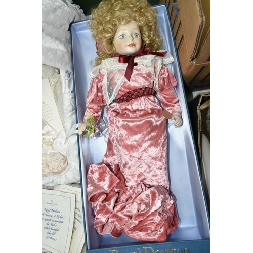 540 - SIX ROYAL DOULTON 'HOUSE OF NISBET' PORCELAIN COLLECTOR'S DOLLS, comprising a boxed 'Melanie', 'Wedd... 