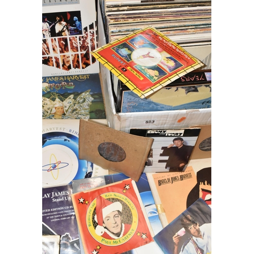 553 - ONE BOX OF FOLK AND ROCK MUSIC L.P'S AND SINGLES, comprising over one hundred L.P records, artists i... 