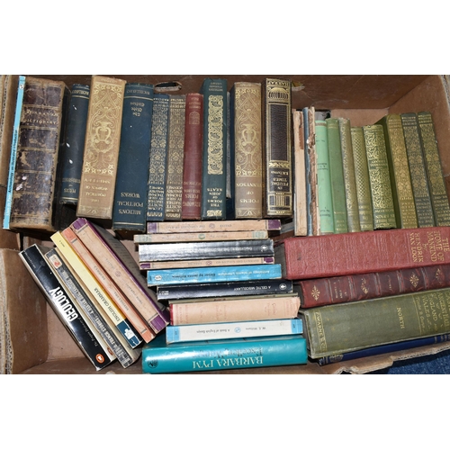 557 - THREE BOXES OF BOOKS containing over 130 miscellaneous titles in hardback and paperback formats, sub... 