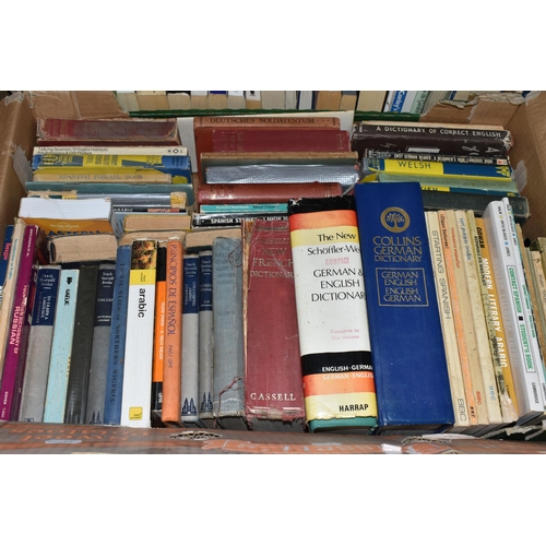 557 - THREE BOXES OF BOOKS containing over 130 miscellaneous titles in hardback and paperback formats, sub... 