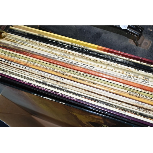 560 - TWO BOXES AND A CASE OF RECORDS, just over one hundred vinyl LPs, artists to include Commodores, The... 