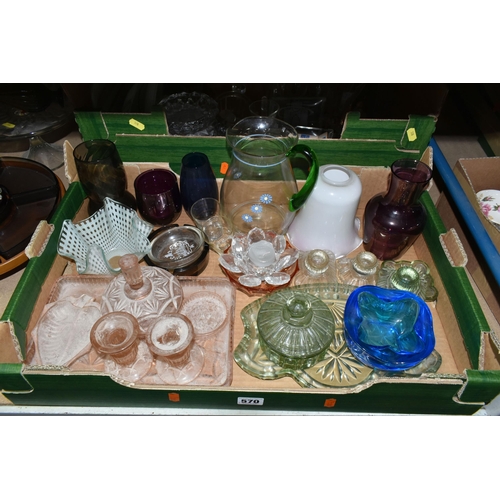 570 - FOUR BOXES AND LOOSE ASSORTED GLASS WARES ETC, to include vintage Babycham glasses, vintage champagn... 