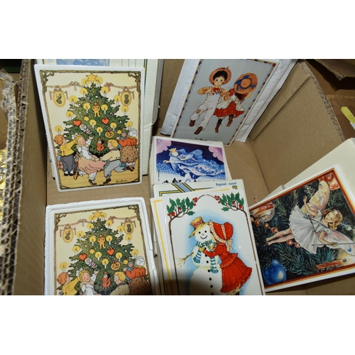 578 - TWO BOXES AND LOOSE LUSTRE DROPS, CERAMIC CARDS AND CANDLE HOLDERS, to include a box of assorted cry... 