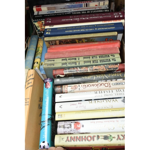 580 - FOUR BOXES OF BOOKS, over eighty titles in hardback and paperback formats, to include fiction, histo... 