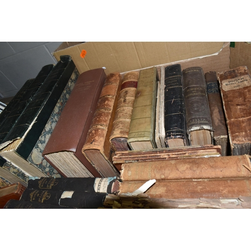 581 - THREE BOXES OF ANTIQUARIAN BOOKS containing approximately seventy-two miscellaneous titles, mostly i... 