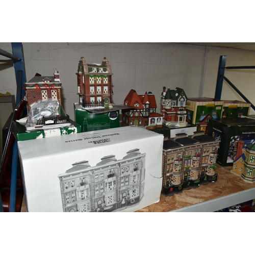 586 - A COLLECTION OF BOXED CERAMIC CHRISTMAS VILLAGE BUILDINGS, by Department 56, Lemax and Copperfield K... 