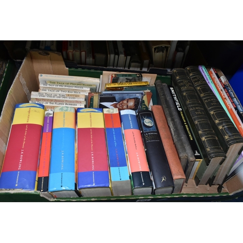 587 - TWO BOXES OF BOOKS containing over sixty miscellaneous titles in hardback and paperback formats, sub... 