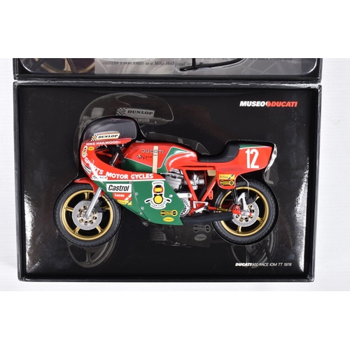 27 - A BOXED MINICHAMPS MUSEO DUCATI DUCATI900 RACE IOM TT 1978 1:12 SCALE DIECAST MODEL MOTORBIKE, numbe... 