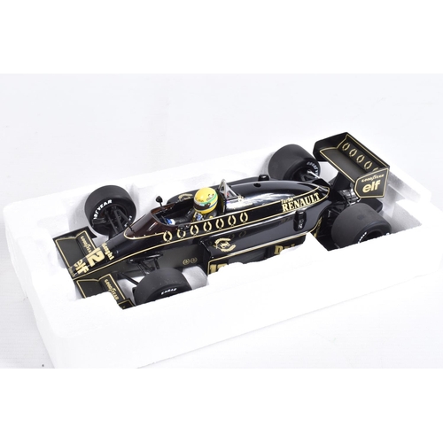 29 - TWO BOXED MINICHAMPS AYRTON SENNA 1:18 SCALE DIECAST MODEL VEHICLES, the first a Toleman Hart TG184 ... 