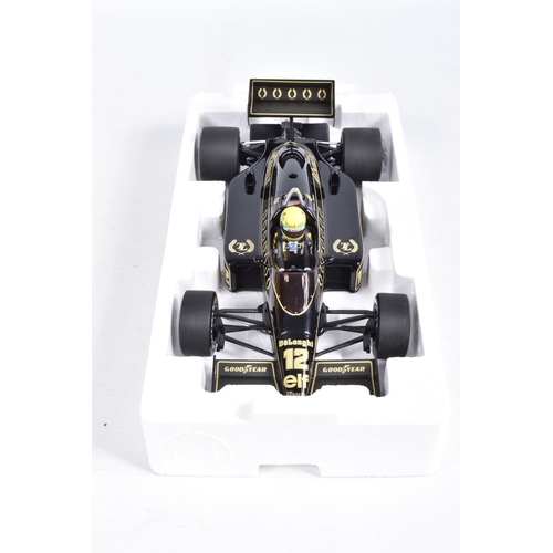 29 - TWO BOXED MINICHAMPS AYRTON SENNA 1:18 SCALE DIECAST MODEL VEHICLES, the first a Toleman Hart TG184 ... 