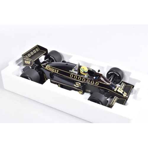 29 - TWO BOXED MINICHAMPS AYRTON SENNA 1:18 SCALE DIECAST MODEL VEHICLES, the first a Toleman Hart TG184 ... 