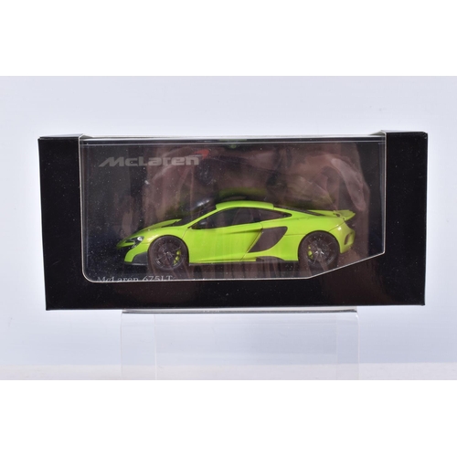 35 - FIVE BOXED MINICHAMPS MCLAREN MODEL CARS 1:43 SCALE, to include, a F1 GTR 4 Le Mans,  Bellm-Blundell... 