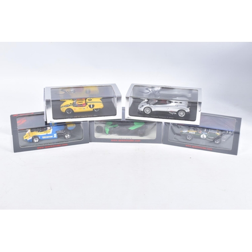 37 - FIVE BOXED SPARK MODEL MINIMAX VEHICLES, to include a Pagani Zonda F 2005 Silver, numbered S0199, a ... 