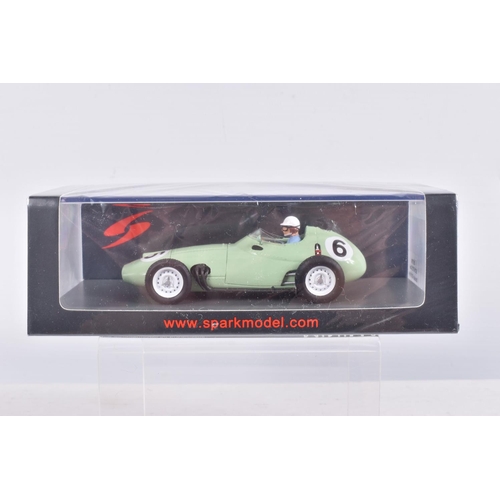 40 - SIX BOXED SPARK MODEL MINIMAX VEHICLES, 1:43 SCALE, to include a BRM P25 British GP 1956, Tony Brook... 