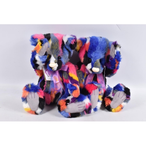 60 - TWO UNBOXED CHARLIE BEARS KALEIDOSCOPE PLUSH BEARS, No.CB217020O, both appear complete and in very g... 