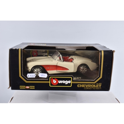 87 - THREE BOXED BBURAGO 1/18 SCALE DIECAST SPORTS CAR MODELS,  2 x 1961 Jaguar E Type Cabriolet, No.3016... 