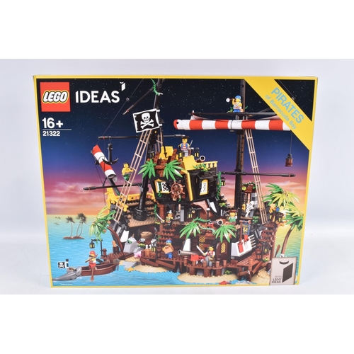 103 - A BOXED LEGO IDEAS 030 PIRATES OF BARACUDA BAY SET, numbered 21322, box has been opened from one end... 