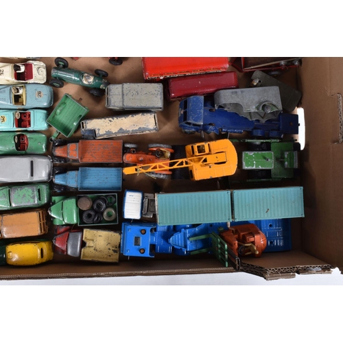 118 - A QUANTITY OF UNBOXED AND ASSORTED PLAYWORN DIECAST AND PLASTIC VEHICLES, to include part boxed Dink... 