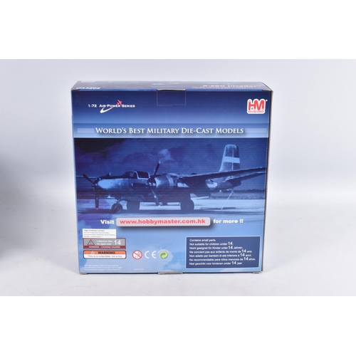 131 - FOUR BOXED HOBBYMASTER AIR POWER SERIES 1:72 SCALE DIECAST MODEL AIRCRAFTS, the first is a P-40N War... 