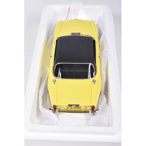 132 - A BOXED BOS JAGUAR XJ 4.2C 1:18 SCALE MODEL VEHICLE, numbered BOS299, yellow body with black roof,  ... 