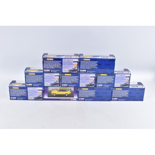 135 - NINE BOXED CORGI LIMITED EDITION VANGUARDS 1:43 SCALE DIECAST MODEL VEHICLES, the first is a Ford Es... 