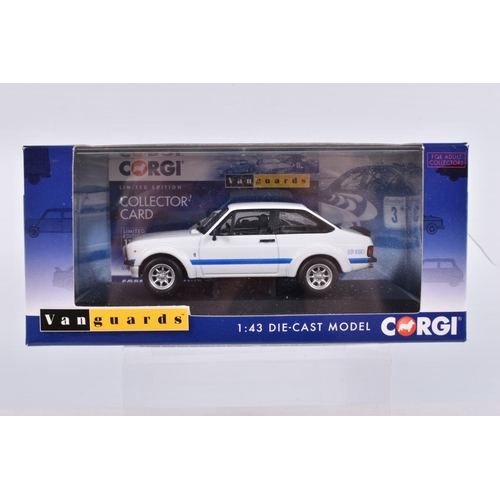 135 - NINE BOXED CORGI LIMITED EDITION VANGUARDS 1:43 SCALE DIECAST MODEL VEHICLES, the first is a Ford Es... 