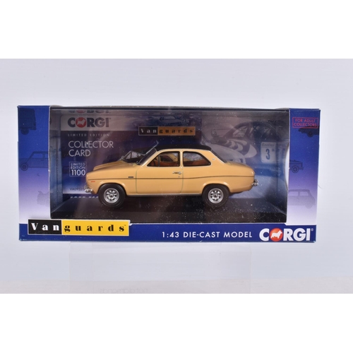 135 - NINE BOXED CORGI LIMITED EDITION VANGUARDS 1:43 SCALE DIECAST MODEL VEHICLES, the first is a Ford Es... 