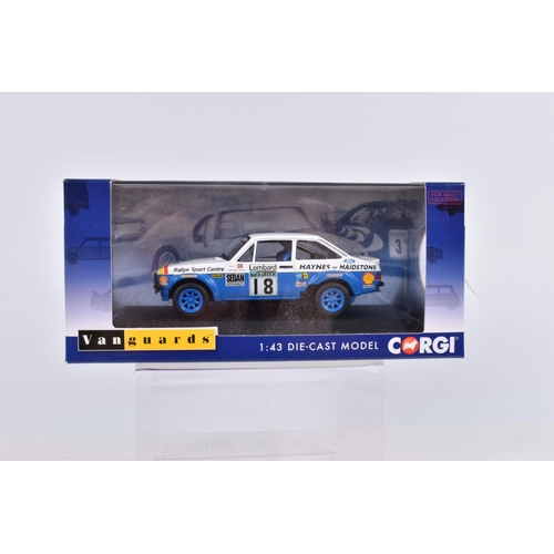 135 - NINE BOXED CORGI LIMITED EDITION VANGUARDS 1:43 SCALE DIECAST MODEL VEHICLES, the first is a Ford Es... 