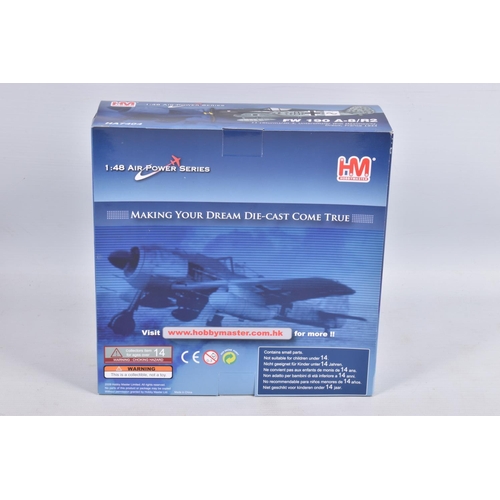 140 - FOUR BOXED HOBBYMASTER AIR POWER SERIES DIECAST MODEL AIRCRAFTS, the first is a P-40 Kittyhawk, 1:72... 