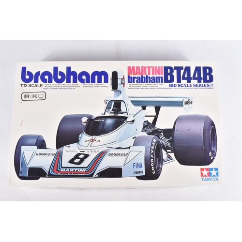 146 - TWO UNBUILT TAMIYA 1:12 SCALE KITS, the first a Tyrrell Ford F1 Big Scale 9, kit no. BS1209 1800, in... 