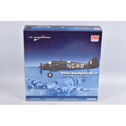 147 - SIX BOXED HOBBY MASTER AIR POWER SERIES DIECAST MODEL AIRCRAFTS, the first is a limited edition 1:48... 