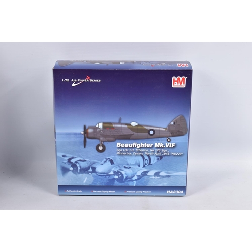 147 - SIX BOXED HOBBY MASTER AIR POWER SERIES DIECAST MODEL AIRCRAFTS, the first is a limited edition 1:48... 