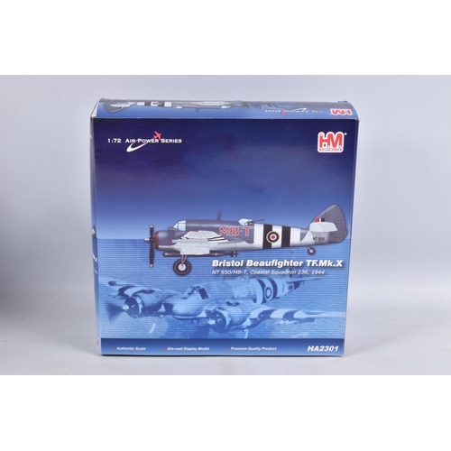 147 - SIX BOXED HOBBY MASTER AIR POWER SERIES DIECAST MODEL AIRCRAFTS, the first is a limited edition 1:48... 