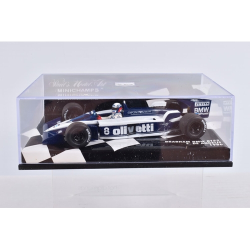 152 - FIVE BOXED MINICHAMPS 1:43 SCALE MODEL VEHICLES, the first is a March Ford 2-4-0 Six-Wheeler 1976, i... 