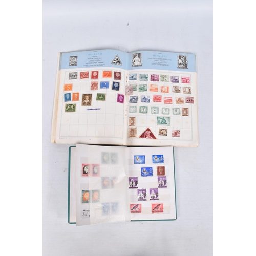 370 - GREEN TUB WITH STAMP COLLECTION IN JUNIOR TYPE ALBUMS AND LOOSE, we also note clean MNH RAF thematic... 