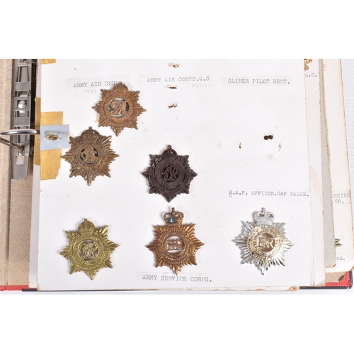 A BINDER CONTAINING VARIOUS BRITISH AND COMMONWEALTH CAP BADGES AND ...