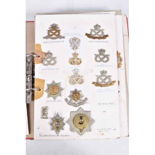 A BINDER CONTAINING VARIOUS BRITISH AND COMMONWEALTH CAP BADGES AND ...