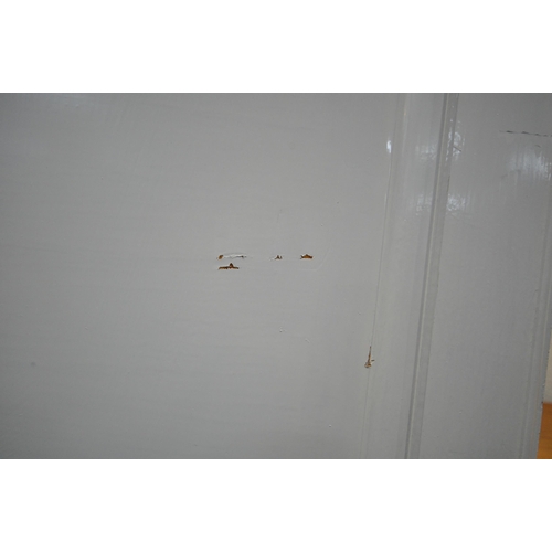 1211 - A WHITE PAINTED PINE DOUBLE DOOR WARDROBE, width 94cm x depth 72cm x height 177cm, along with a pair... 