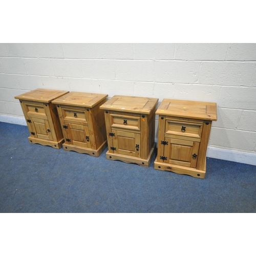 1216 - FOUR CORONA PINE BEDSIDE CABINETS, with a single drawer and cupboard door, width 53cm x depth 39cm x... 